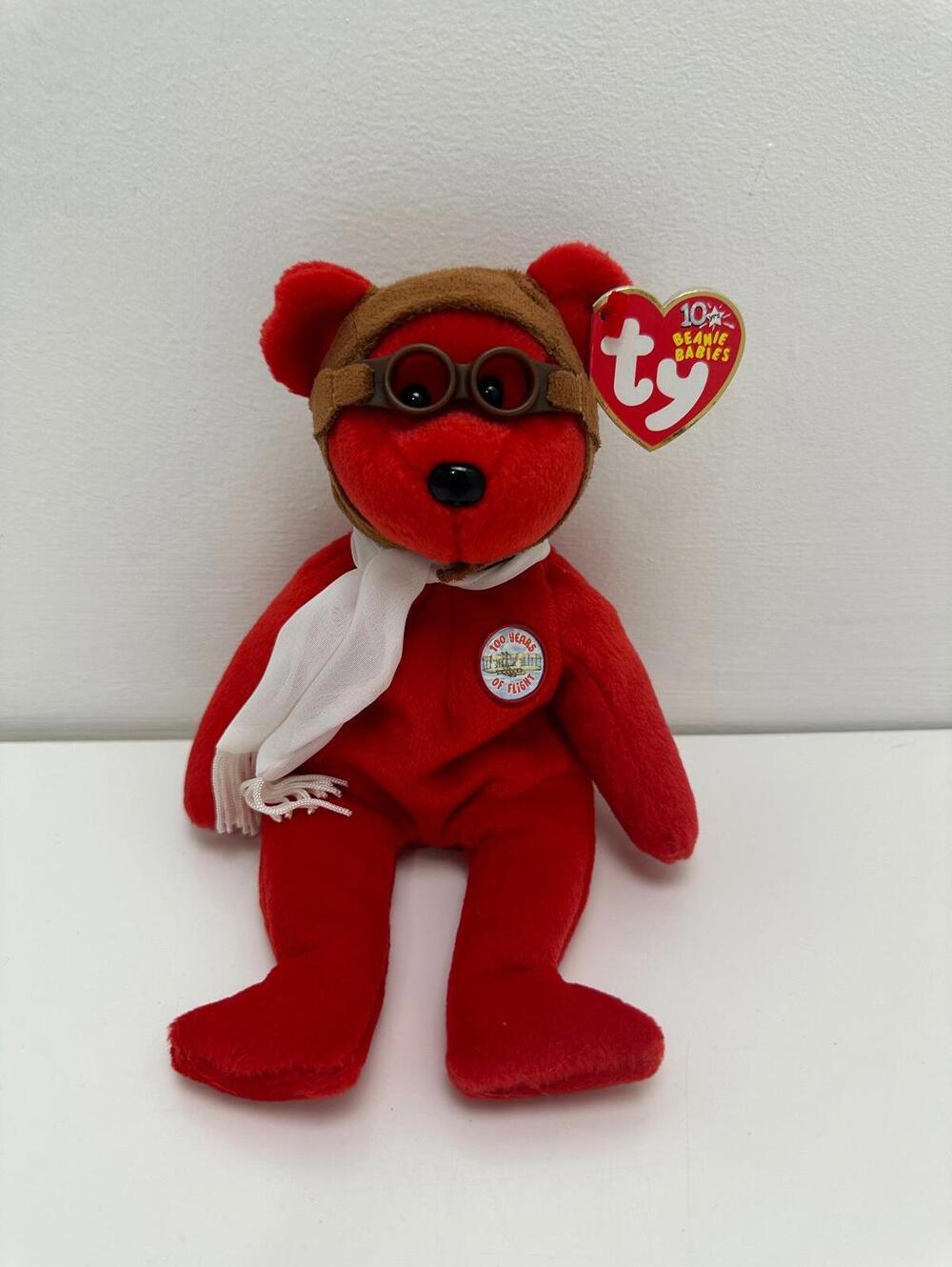 Ty Beanie Baby “Bearon” the Red Bear - 100 years of flight (8.5 inch)